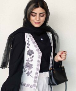 جلیقه لینن ترک گلدوزی هما | جلیقه کوتاه لینن با گلدوزی نفیس